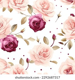 beautiful watercolor rose seamless pattern