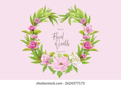 Beautiful watercolor rose wreath design