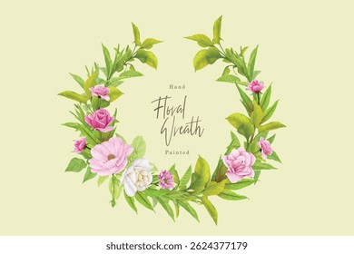 Beautiful watercolor rose wreath design