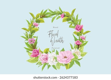 Beautiful watercolor rose wreath design