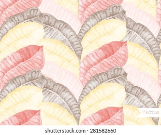 Beautiful watercolor seamless pattern with monstera, palm and frangipani. Tropical flowers and leaves pattern.