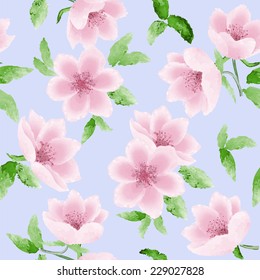 Beautiful watercolor  seamless vector illustration with stylized flowers