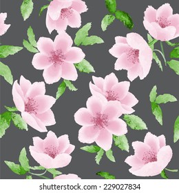 Beautiful watercolor  seamless vector illustration with stylized flowers