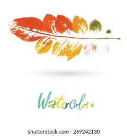 Beautiful watercolor splash leaves. Vector illustration. Isolated object.