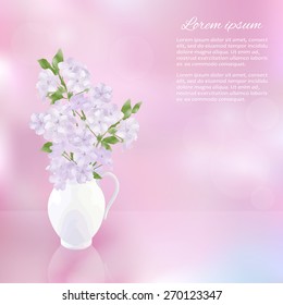 Beautiful watercolor  vector illustration with sakura flowers.  Stylish spring background with a place for text, good for cards, invitations