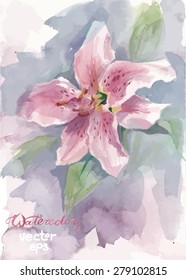 Beautiful watercolor vector lily