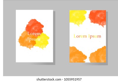 Beautiful Watercolor Vector Multicolor Template for your design. Colorful postcard in red, orange and yellow splash style