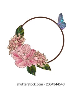 beautiful watercolor vector template design. Luxurious boho style wallpaper with peonies and butterflies. beauty and spring concept. For banner, poster, internet and packaging, cosmetics, invitations,