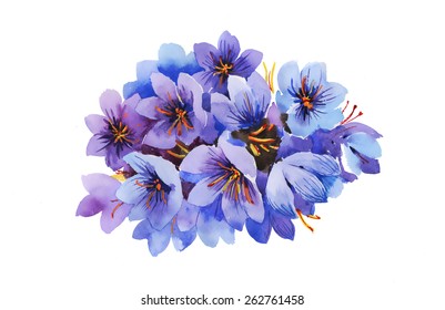 Beautiful watercolor violet flowers illustration on white background vector illustration