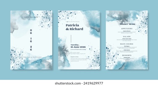 Beautiful watercolor wedding invitation template