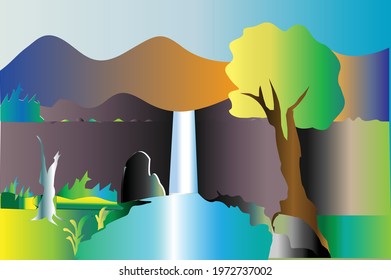 Beautiful waterfall vector art design 