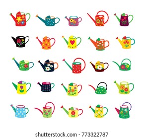 beautiful watering can vector collection