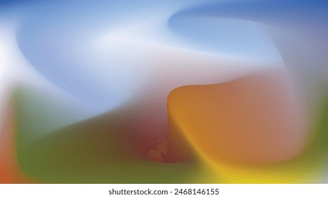 Beautiful wave gradient background blue, yellow, red, smooth and soft texture white