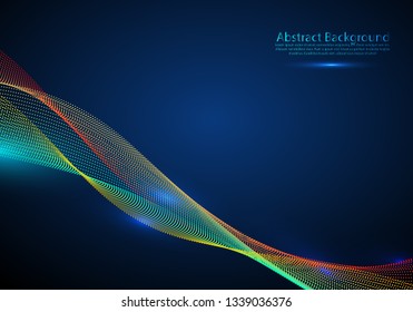 Beautiful wave shaped array of glowing dots.Abstract vector design element. 