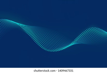 	
Beautiful wave shaped array of glowing dots.Abstract vector design element. 