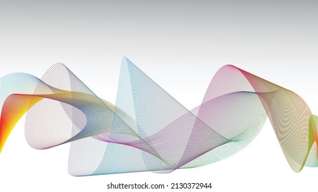 Beautiful wave shaped array of glowing, Dynamic particles. Abstract  background with wavy stripes.Vector, abstraction. for web design, website, wallpaper, banner or cover. Futuristic wavy background.