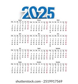 Estilo de onda bonito 2025 novo ano calendário projeto