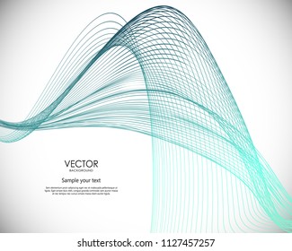 Beautiful wavy abstract background with blue lines. Vector motion modern dymamic illustartion.