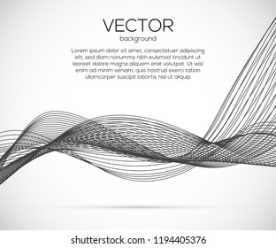 Beautiful wavy abstract background with monochrome lines. Vector motion modern dymamic illustartion.