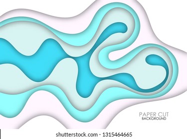 Beautiful wavy colored abstract background and paper cut style
