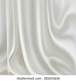 beautiful wavy drapery of white silk in vector format