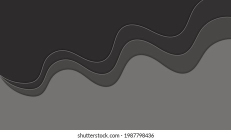 Beautiful wavy gray background. PaperCut style.