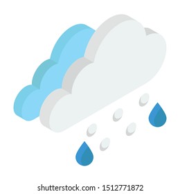 
Beautiful weather in rain isometric vector, drizzle and showers
