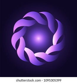Beautiful weaved circular shape glowing in ultraviolet for ornaments and logo designs