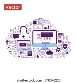 Beautiful web site illustration showing computer and digital accessibility