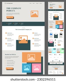 Beautiful Website design landing page wireframe isolated on gray background - vector