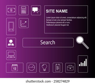 Beautiful website template for eshop or business with many icons