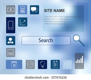 Beautiful website template menu with heaven blue background