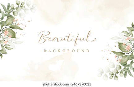 Beautiful wedding background template with floral watercolor elegant