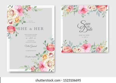 beautiful wedding card in elegant roses template