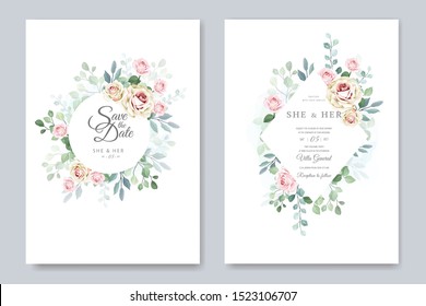 beautiful wedding card in elegant roses template