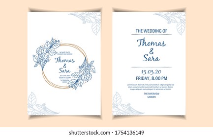 Beautiful wedding card with exotic leaves vector