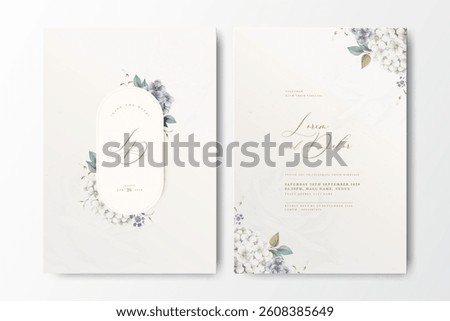 beautiful wedding card with hydrangea flower design
