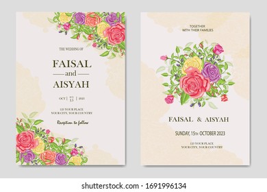 Beautiful wedding card invitation with roses