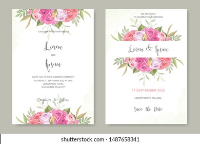 Elegantl Floral Wedding Invitation Set Pink Stock Vector (Royalty Free ...