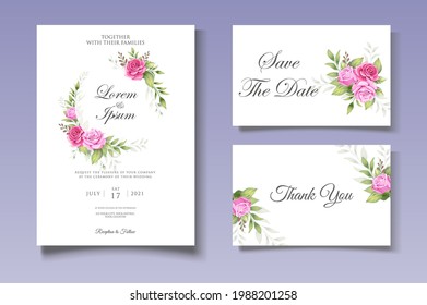 Schönes Hochzeitskartenset mit eleganten Blumenblättern