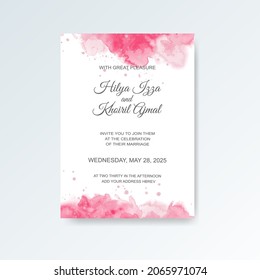 Beautiful wedding card watercolor with splash.