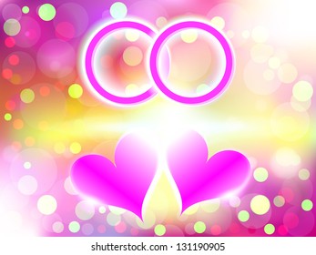 Beautiful wedding colorful light background with hearts