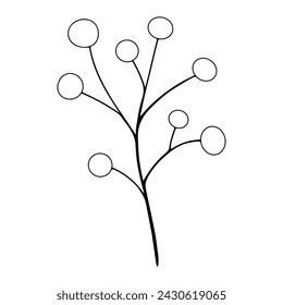 beautiful wedding design element. Hand drawn ink illustration. Wild berries