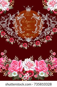 Beautiful wedding floral background with scrolls
