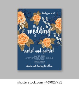 Beautiful wedding floral vector invitation sample. Card design frame template. Rose, daisy, red peony, pink and green hydrangea, camellia, carnation, pink flowers, eucalyptus leaves.