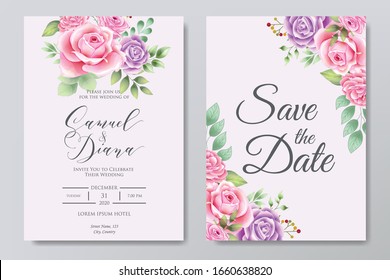 Plantilla de diseño de tarjeta de invitación de boda hermosa