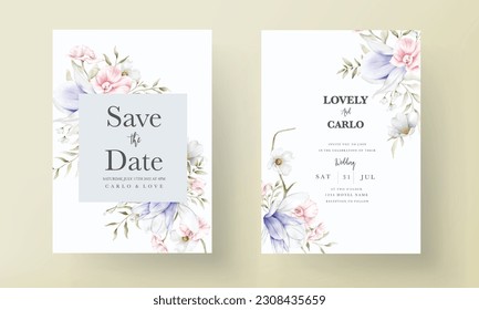 hermosa tarjeta de invitación a la boda con elegante floral vintage