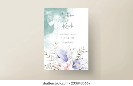 beautiful wedding invitation card with elegant vintage floral