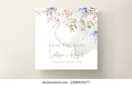 beautiful wedding invitation card with elegant vintage floral