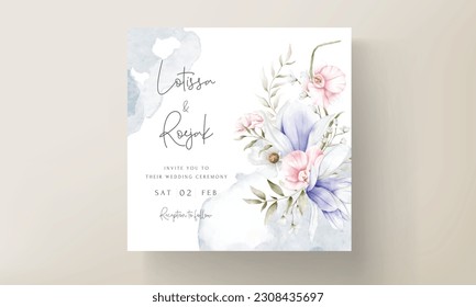 beautiful wedding invitation card with elegant vintage floral
